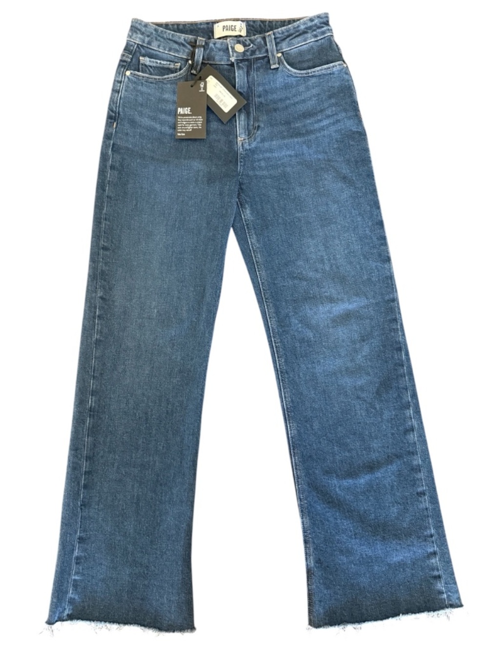 PAIGE Leenah Ankle High Rise Trouser Leg Jeans Raw Hem Gracie Lou NWT 25 - Picture 2 of 16